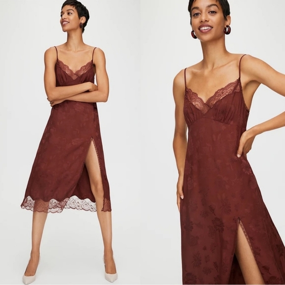 Aritzia Dresses & Skirts - Aritzia Wilfred Ophelia Rustique Slip Dress Red Burgundy  Size 2 New With Tags